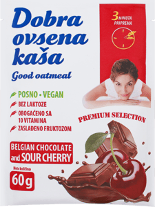 Dobra Ovsena kaša belgijska čokolada kisela višnja 60g