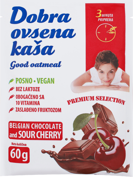 Dobra Ovsena kaša belgijska čokolada kisela višnja 60g