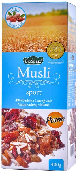 Bio Spajz Musli sport bez šećera 400g