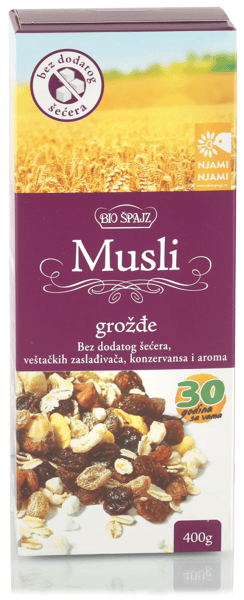 Bio Spajz Organski musli grožđe bez dodatog šećera 400g