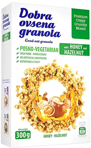 Dobra ovsena granola med lešnik 300g