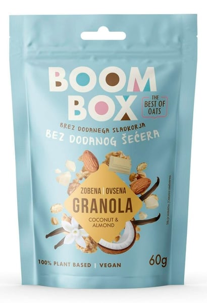 Boom Box Ovsena granola kokos badem vanila čokolada 60g