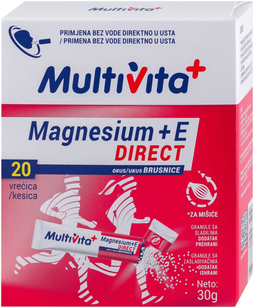 Multivita Magnezium + E direct brusnica 20 kesica