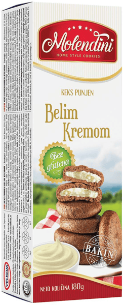 Molendini Keks bez glutena sa belim kremom 180g