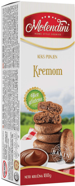 Molendini Keks bez glutena sa crnim kremom 180g