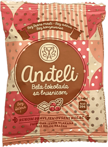 Andjeli Ovseni kolač bela čokolada sa brusnicom 50g