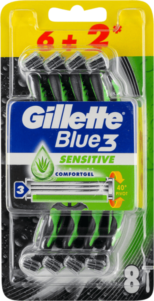 Gillette Brijač Blue 3 sensitive 6+2 gratis