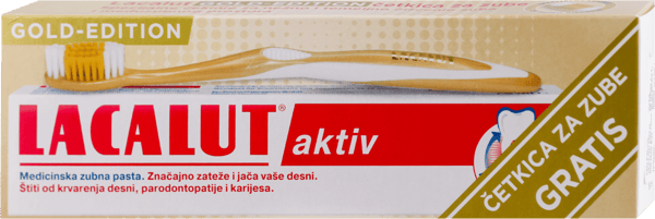 Lacalut Pasta Aktiv 75ml + Gold četkica za zube gratis
