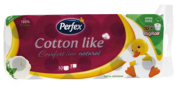 Perfex Toalet papir cotton like natural 3sloja 10kom