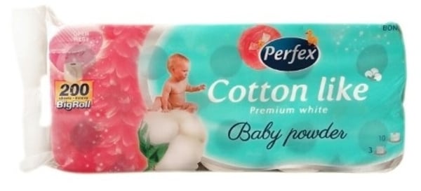 Perfex Toalet papir cotton like baby powder 10kom