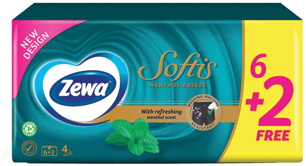 Zewa Papirne maramice softis sa mentolom 4sloja 6+2 gratis
