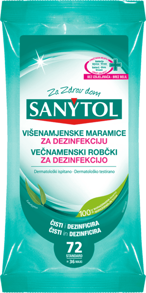 Sanytol Vlažne maramice za dezinfekciju 72kom