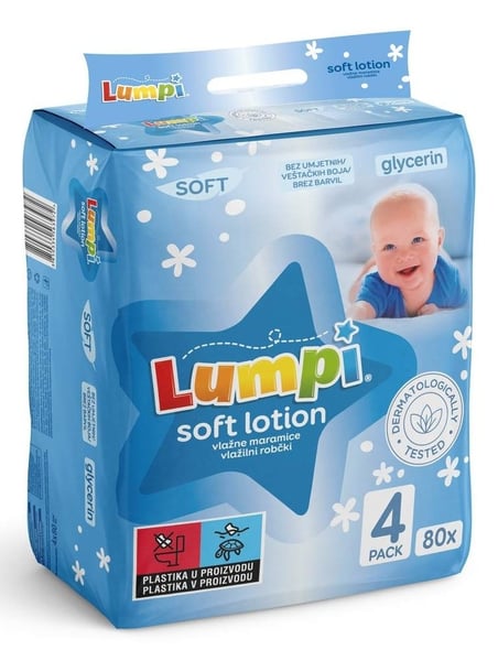 Lumpi Vlažne maramice soft losion 4x80kom