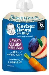 Gerber voćni pire jabuka, šljiva i šargarepa 80g
