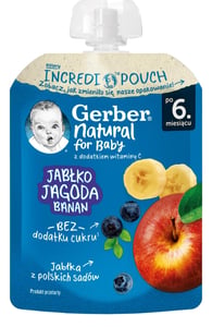 Gerber voćni pire jabuka, borovnica i banana 80g