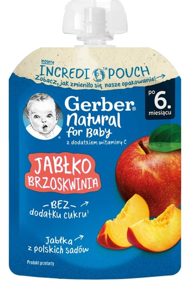 Gerber voćni pire jabuka i breskva 80g