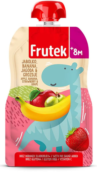 Frutek kaša jabuka jagoda banana grožđe 100g