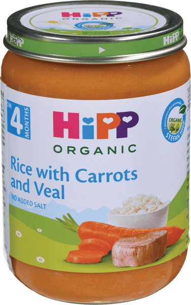 Hipp Organic kašica šargarepa pirinač teletina 190g