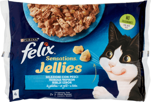 Felix Sensation Jellies losos pastrmka 4x85g