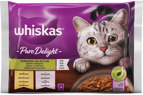 Whiskas Pure delight hrana za mačke izbor mesa 4x85g