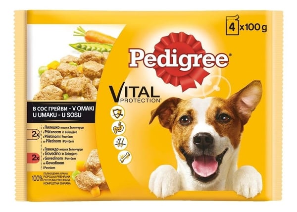 Pedigree Hrana za pse govedina i živina 4x100g