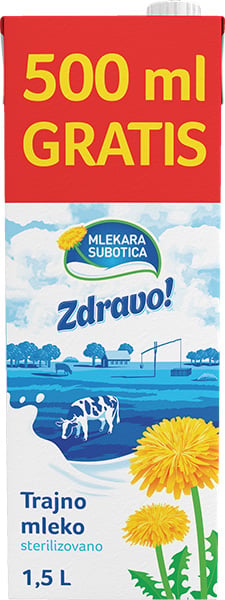 Mlekara Subotica Zdravo mleko 2% 1L + 500ml gratis