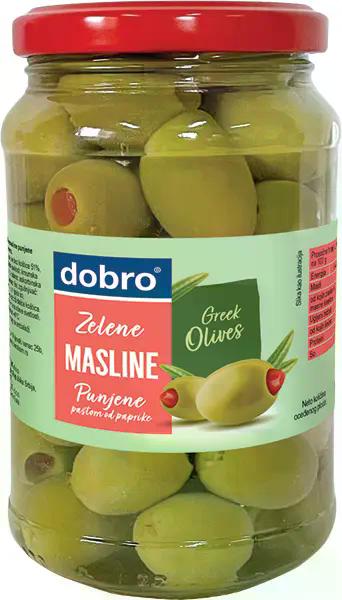 Dobro zelene masline punjene pastom od paprike 360g