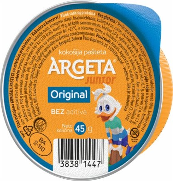 Argeta Pašteta kokošija junior 45g