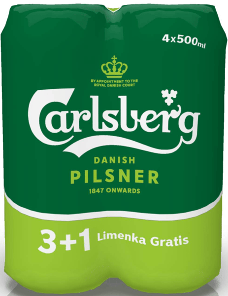 Carlsberg Svetlo pivo limenka 3+1 gratis 0.5l