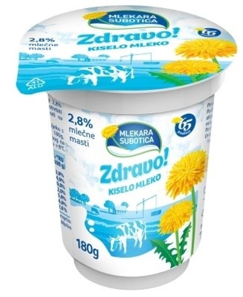 Mlekara Subotica Kiselo mleko Zdravo 2,8%mm 180g
