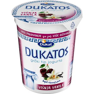 Dukat Grčki jogurt Dukatos visnja i vanila 400g