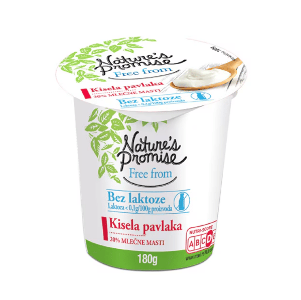 Nature's Promise Kisela pavlaka bez laktoze 20% 180g