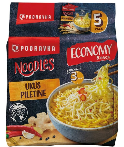 Podravka Nudle piletina fini-mini 5x75g