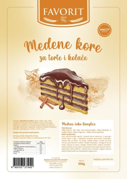 Favorit Medene kore 470g
