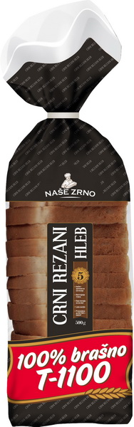 Nase Zrno Hleb crni rezani 100% brašno T-1100 500g