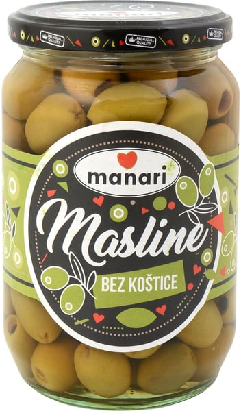 Manari Zelene masline bez koštice 680g