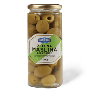 Ukus Mediterana Zelena maslina bez kostice 500g