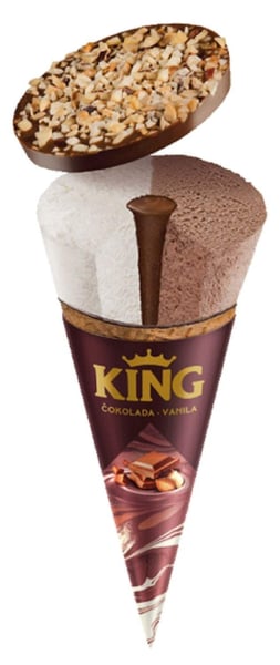 King Sladoled čokolada vanila kornet 160ml