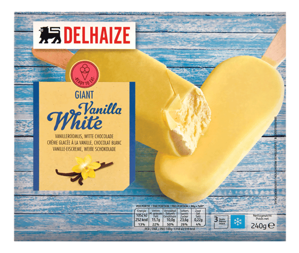 Delhaize Sladoled bela čokolada 3x80g