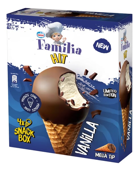 Familia Sladoled Hit vanilla kornet 4x85ml