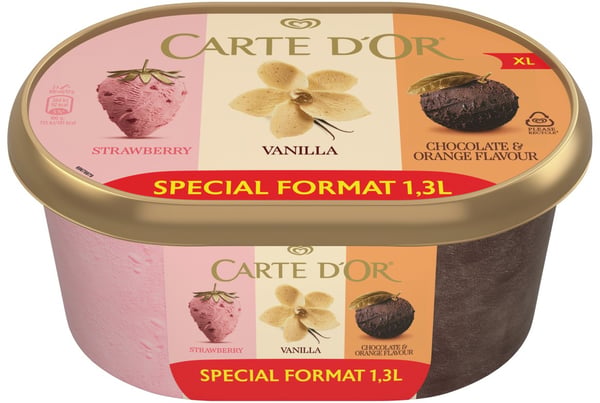 Carte D'Or Sladoled trio New York jagoda vanila čokolada-pomorandža 1300ml