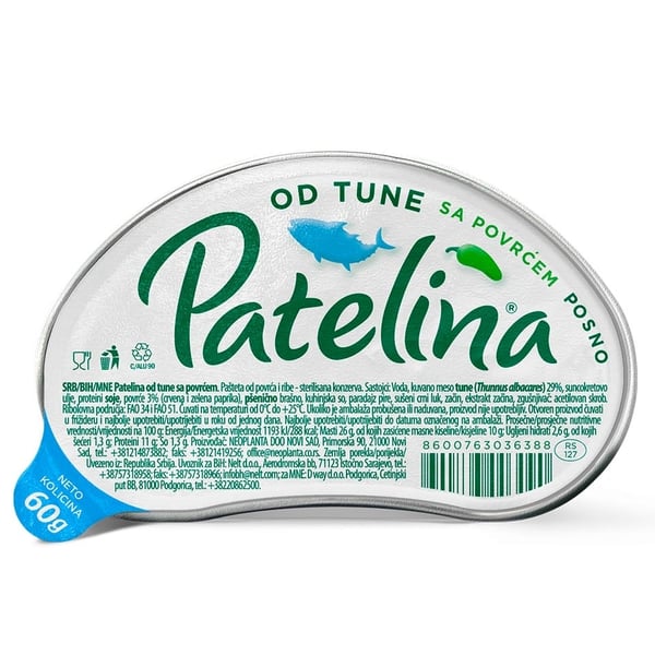Patelina Pašteta tuna povrće 60g