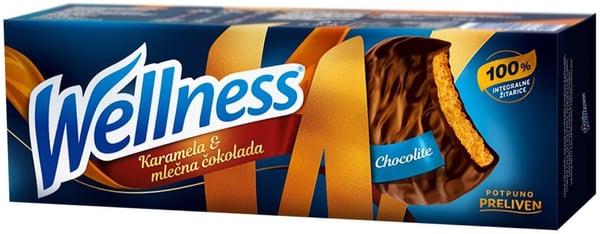 Wellness Keks karamela mlečna čokolada 185g