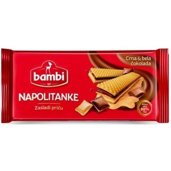 Bambi Napolitanka crna i bela čokolada 185g