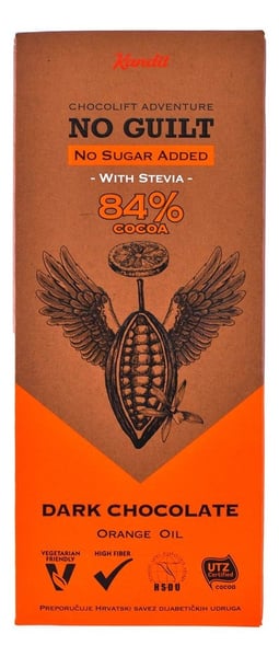 Kandit No Guilt crna čokolada 84% kakao bez dodatog šećera 80g