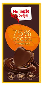 Najlepse Zelje Crna čokolada 75% kakao delova orange 75g