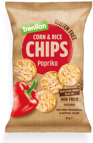 Benlian Čips corn & rice paprika 50g