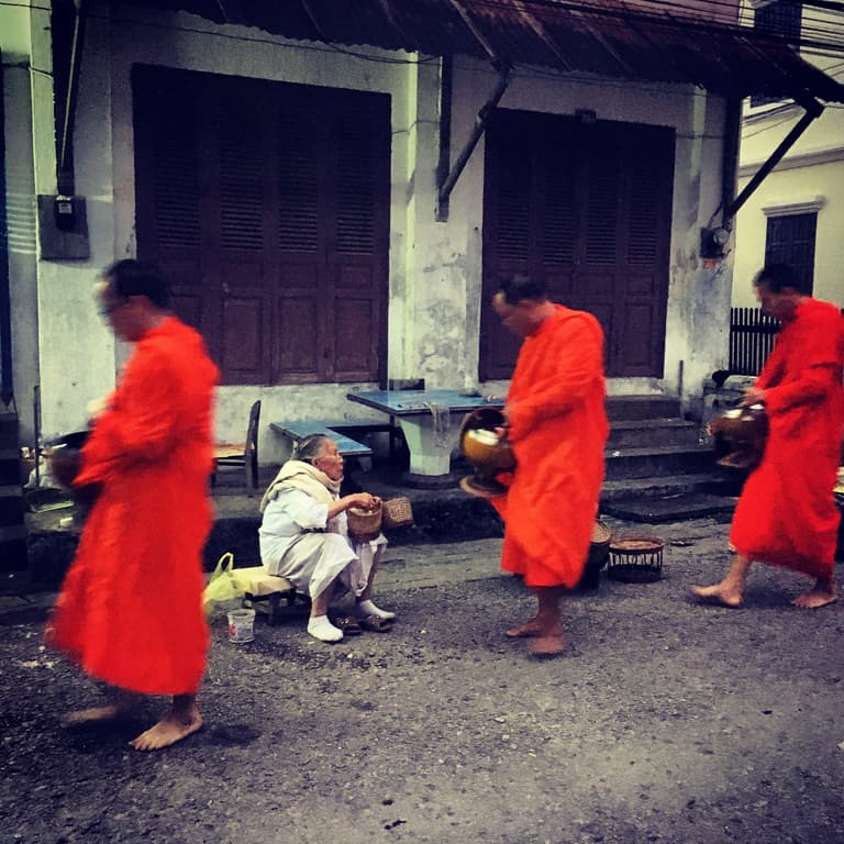 Alms giving ceremony.