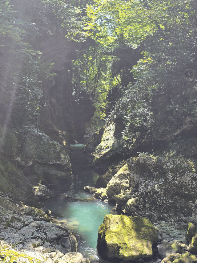 🌊 Martvili Canyon, Georgia: where emerald waters and ancient cliffs create a wo