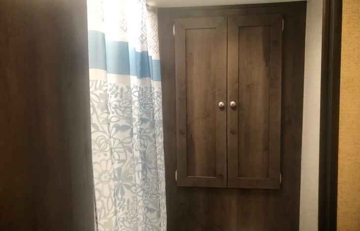 Storage cabinet in bathroom